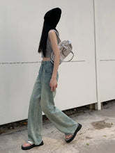 Vintage 90er Baggy Straight Denim Weites Bein Jeans